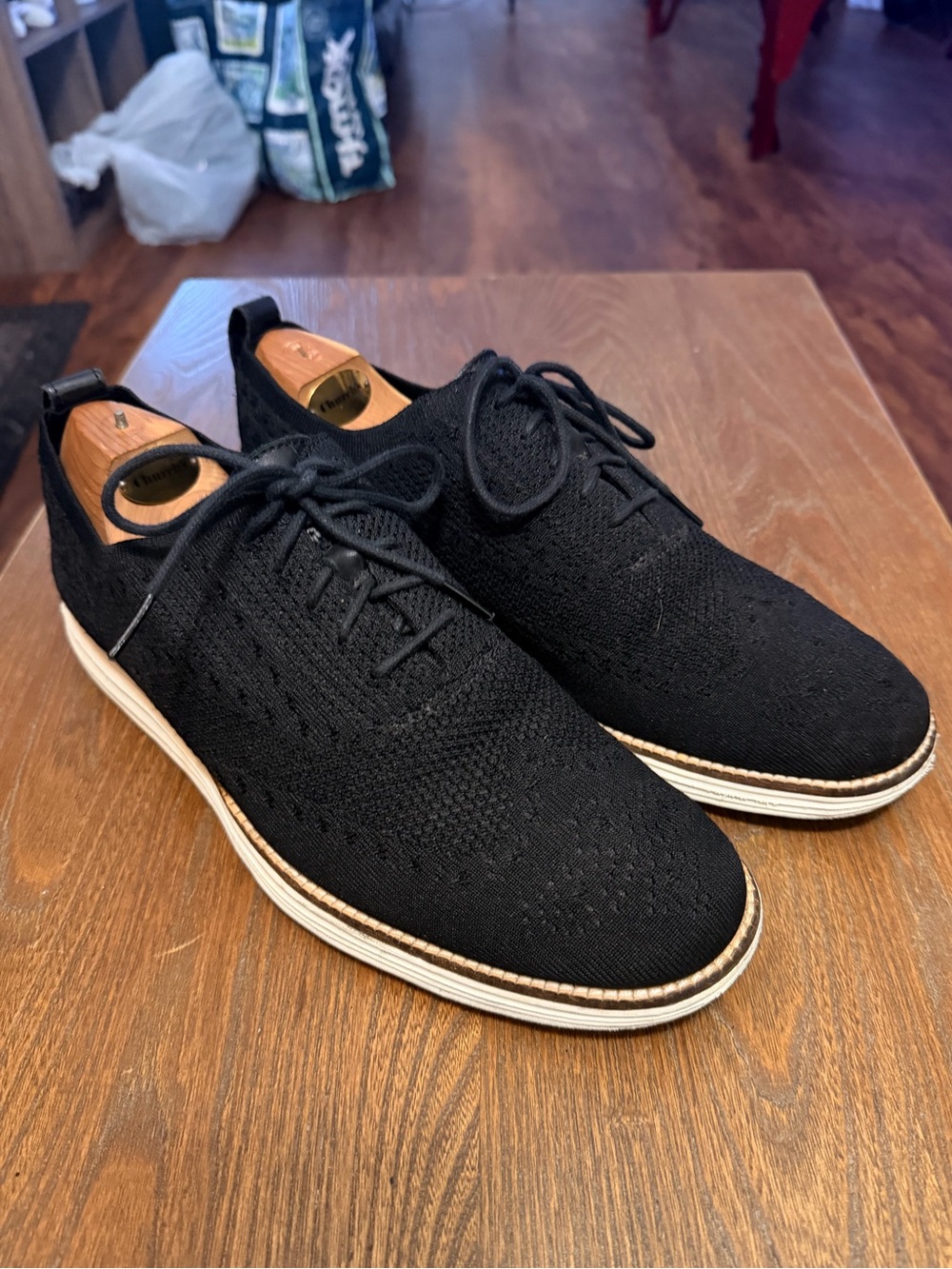 Cole Haan Mens Size 11.5 M OriginalGrand Wingtip Oxford C27959 Black Knit Shoes